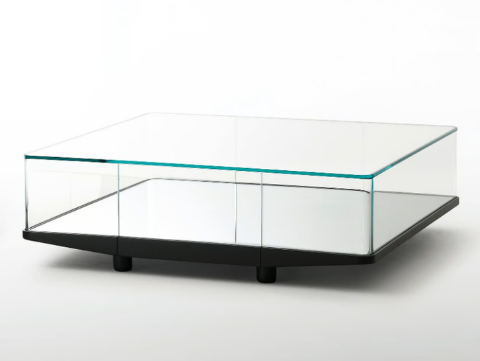 COLLECTOR - Square crystal coffee table with storage space _ Glas Italia